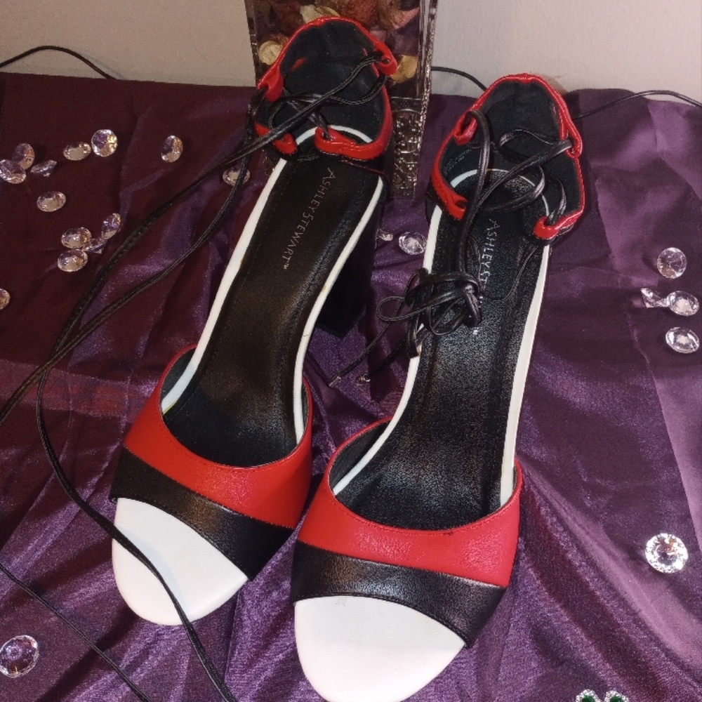 Ashley Stewart Red and Black Women's Heels